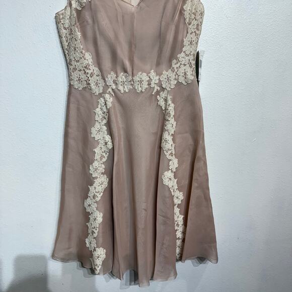 Kay Unger Blush Lace Ruffle Detail Midi Dress Sz 10 NWT - Picture 4 of 14